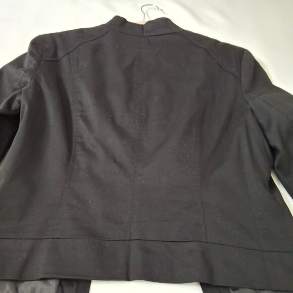 Womens Indie Goth Cropped Pea Coat Military Style Jacket Sz XL Epaulettes - Picture 9 of 16